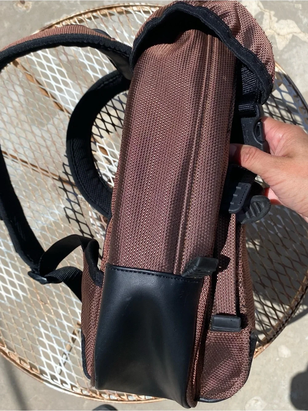 Tumi T2 Backpack Copper Ballistic Nylon & Leather Bottom Padded straps
